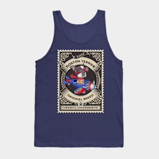 Cute Boston Terrier flying blue and red plane Tank Top